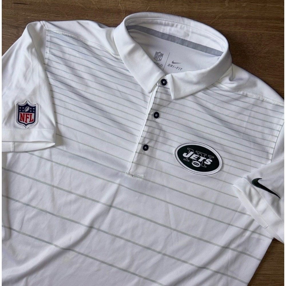 New York Jets Nike NFL Dri-Fit Golf Polo Mens Large On Field Apparel Embroidered